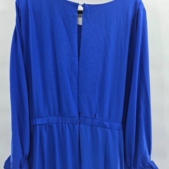 Eloquii Royal Blue Jumpsuit Back Key-Hole Front Tie-Long Sleeve Wide Leg Size 26 - Picture 5 of 11
